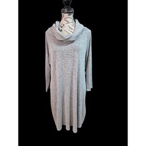 Vanity Cozy Luxe: Marled Gray Drape Neck Tunic Dress | Effortless Loungewear XL